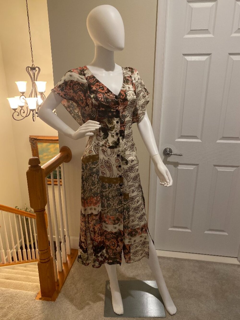 ZARA Patchwork Paisley Floral Midi Dress – XS – New Without Tags